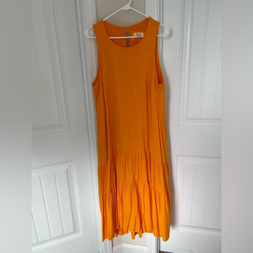 Maeve Orange Sleeveless Crew Neck Sundress